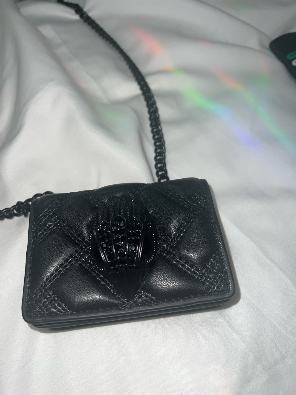 Kurt Geiger micro drench bag with large rhinestone eagle detail